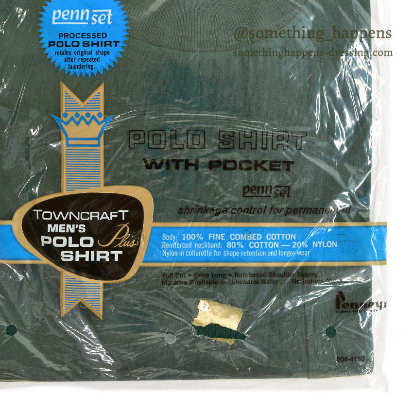 1960's DEADSTOCK TOWNCRAFT PENNEYS GREEN POCKET T-SHIRT...M
