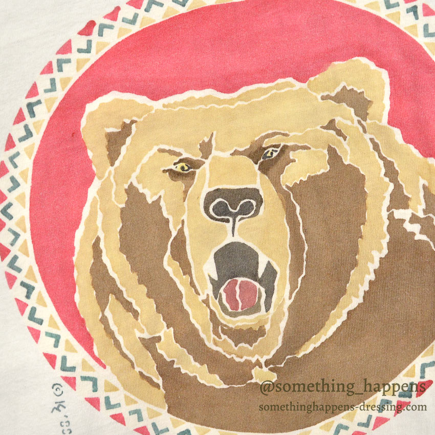 1980's HANES GRIZZLY PRINT L/S T-SHIRT ... XL