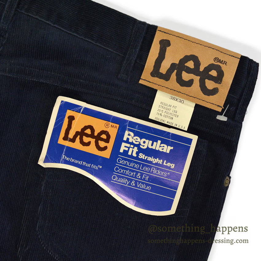 1980's DEADSTOCK Lee 200 CORDUROY PANTS DARK NAVY... W38/L30