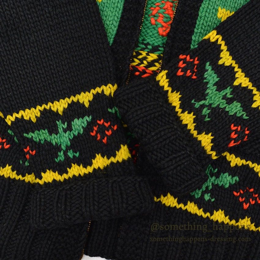 1950's INDIAN THUNDERBIRD HAND KNIT COWICHAN SWEATER BLACK...