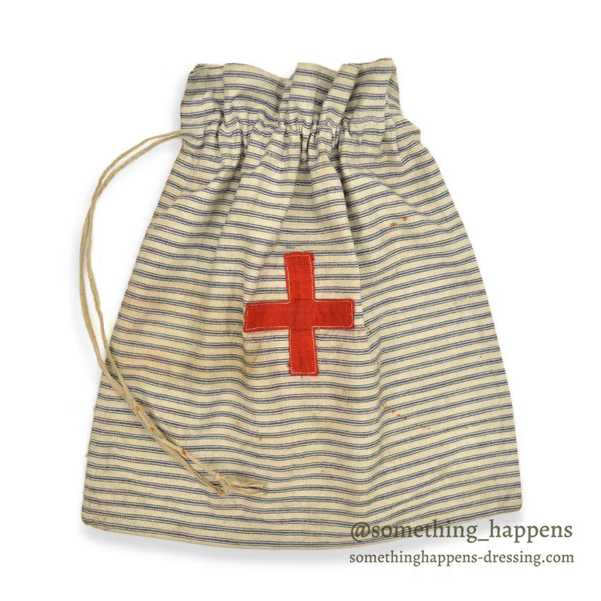 1910's~ WW1 ERA AMERICAN RED CROSS STRIPE DITTY BAG...