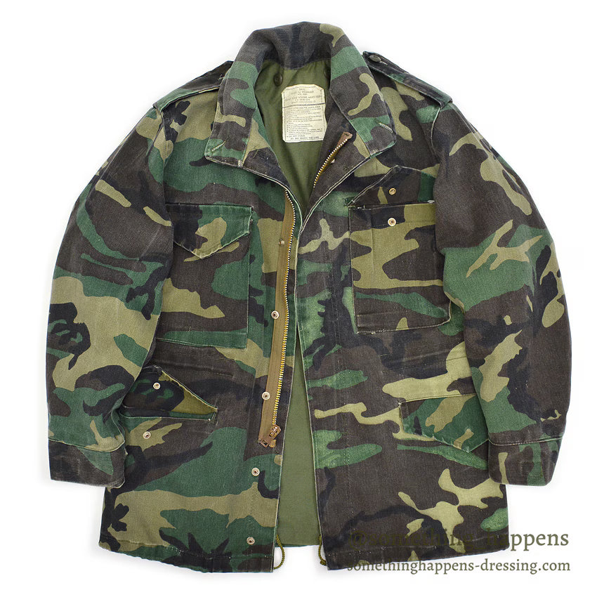 1980's M-65 WOODLAND TWILL CAMO JACKET... SMALL