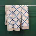 NINE PATCH INDIGO CALICO PATCHWORK QUILT... 202cm/168cm