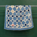 ANTIQUE EIGHT POINT STAR INDIGO CALICO PATCHWORK CRIB QUILT... 103cm/100cm