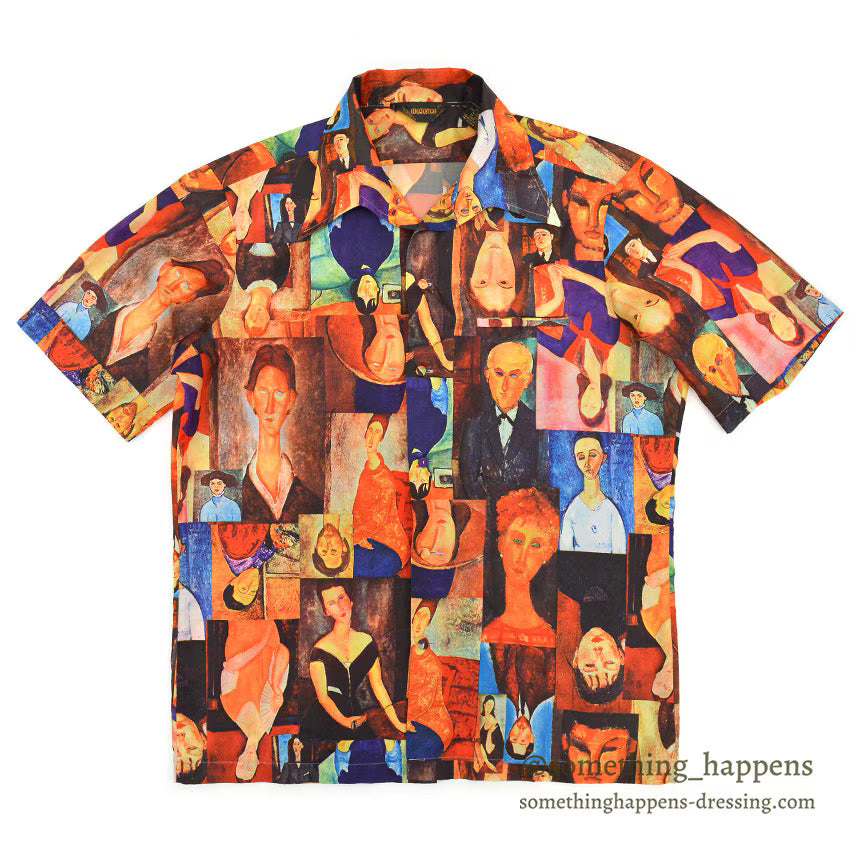 1970's MOJORCA Amedeo Modigliani ART PRINT S/S SHIRT ... L