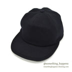 1980's~ LLBEAN ALL BLACK WOOL CAP - MADE IN ITALY - ... L