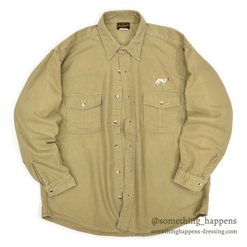 1980's DEERSKIN DOG EMBROIDERY CHAMOIS SHIRT... XL