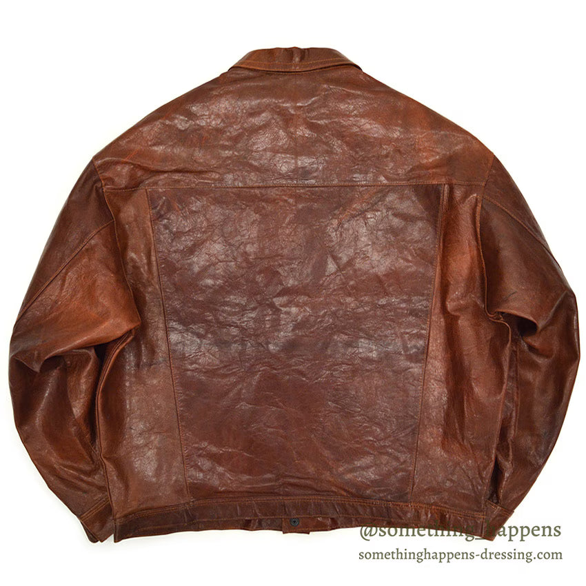 ~1980's UNKNOWN BROWN LEATHER JACKET TYPE 3RD ... Fits like 48