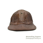 1980's~ BICK BROWN LEATHER CAP...XL