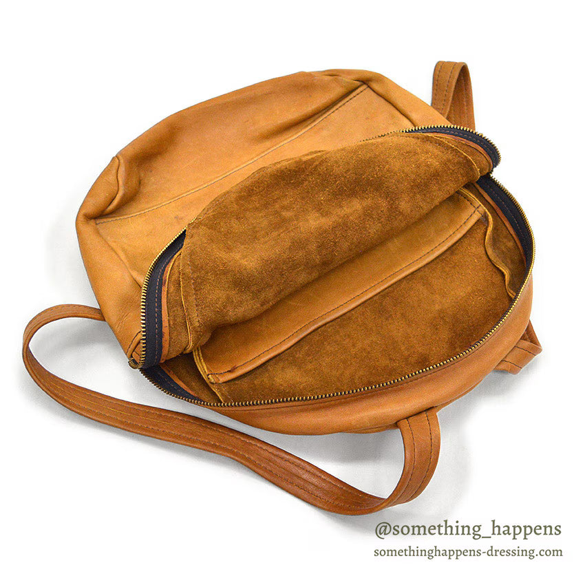 ~1970's BROWN OILED LEATHER BACKPACK...