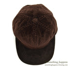 1990's EDDIE BAUER QUILTED CORDUROY & SUEDE DARK BROWN CAP...