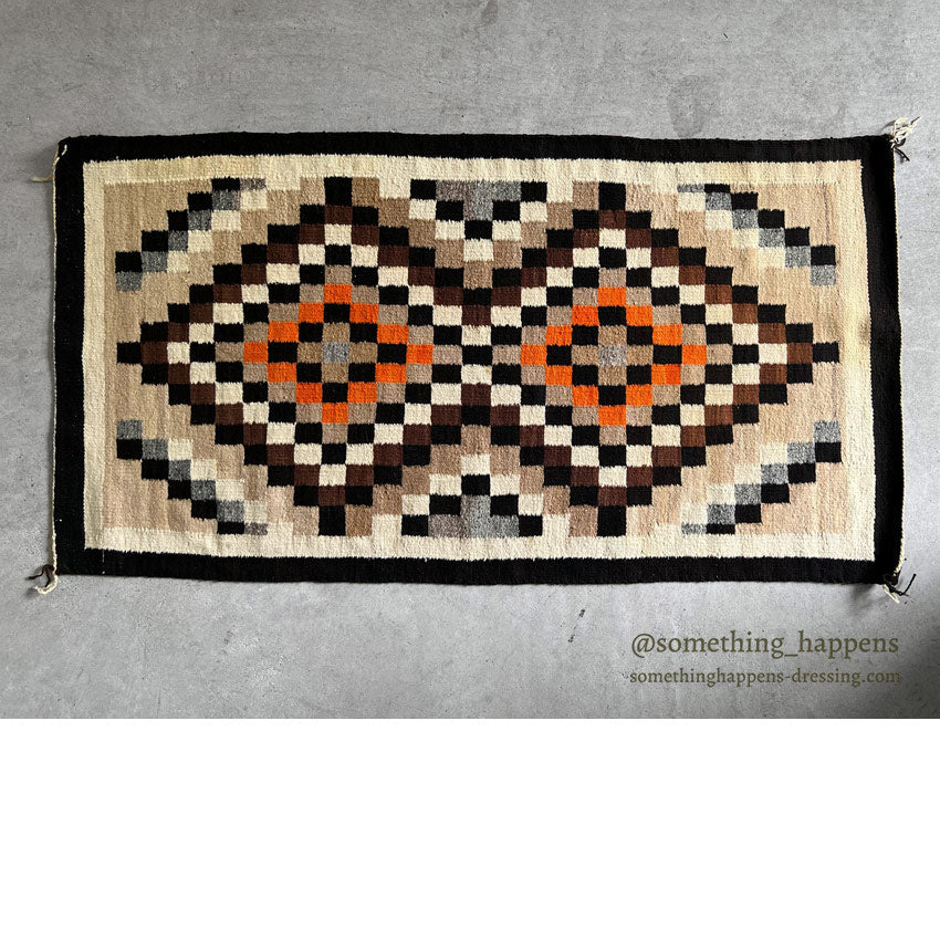 1940's~ NAVAJO RUG DOUBLE DIAMONDS PATTERN ... 145cm/78cm
