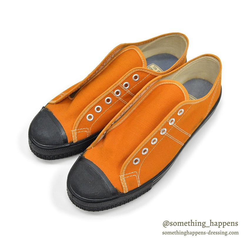 1970's DEADSTOCK UNKNOWN ORANGE/BLACK CANVAS SHOES...8