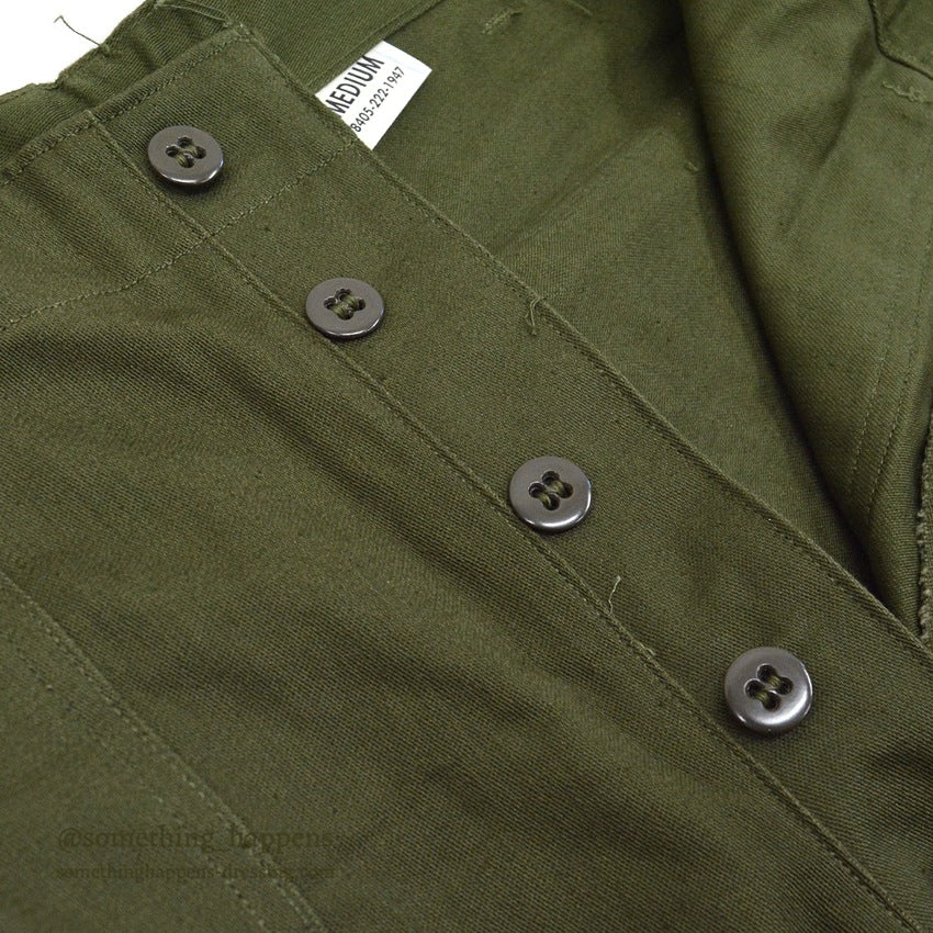 1960's DEADSTOCK USARMY TROUSERS, MEN'S, COTTON SATEEN OG107 ... MEDIUM