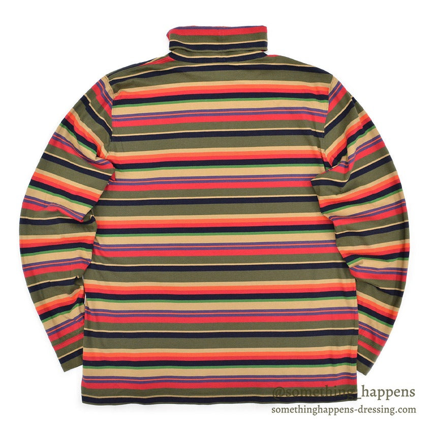 1990's LAND'S END COTTON TURTLE NECK L/S SHIRT MULTI COLOR STRIPE ... XL