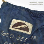 1910's USARMY WW1 ERA BLUE DENIM BARRACKS BAG HAND PAINT...