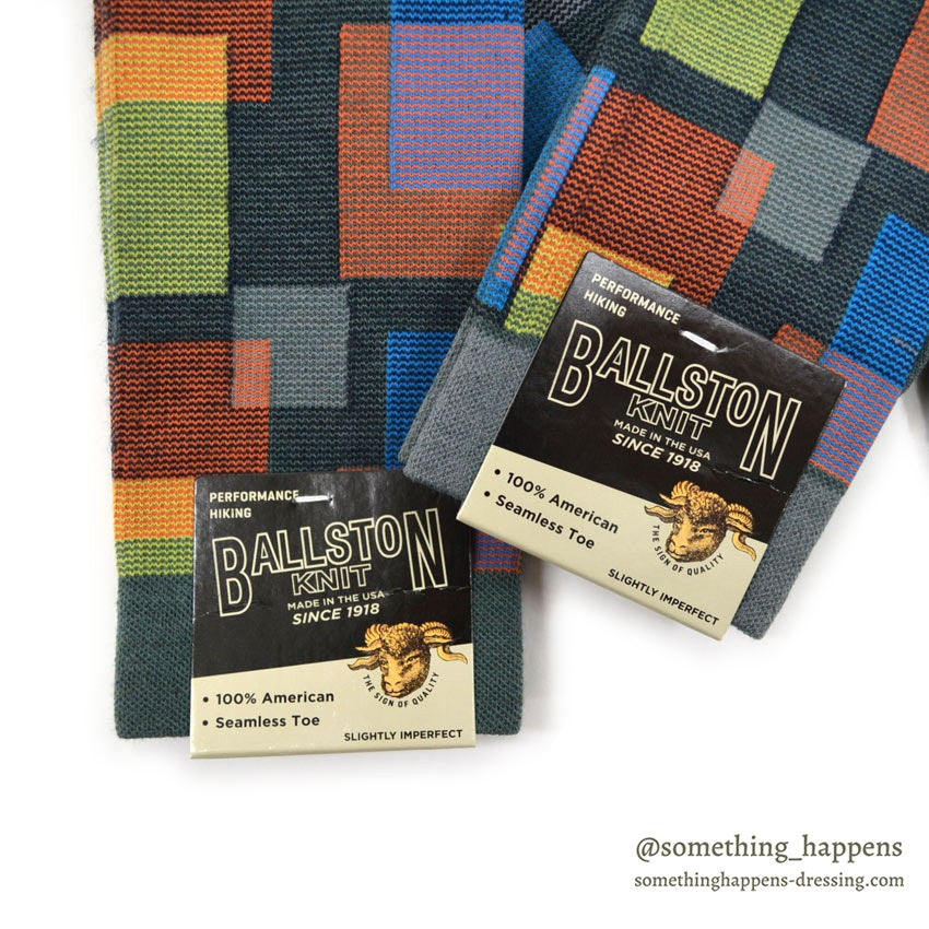 BALLSTON KNIT Merino Wool × Nylon Multi Color Socks ... 2 pairs set