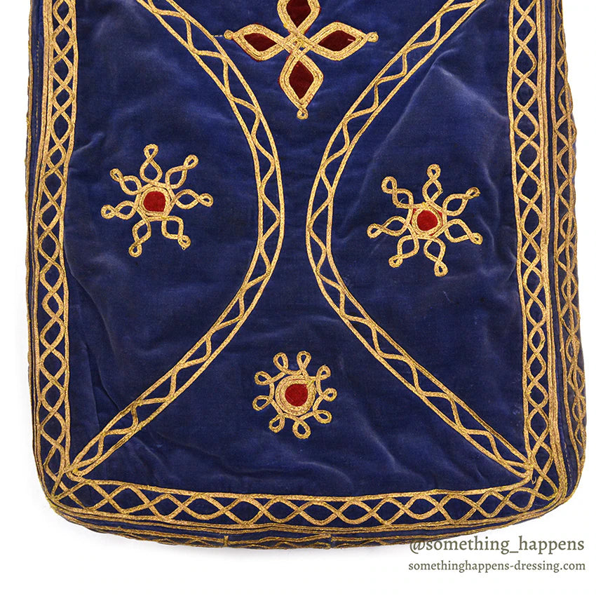 1950's~ KHYBER HAND MADE EMBROIDERED BLUE VELVET SHOULDER BAG...