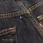 Levi's 501 BLACK DENIM PANTS Made in USA ORANGE STITCH... W34/L32