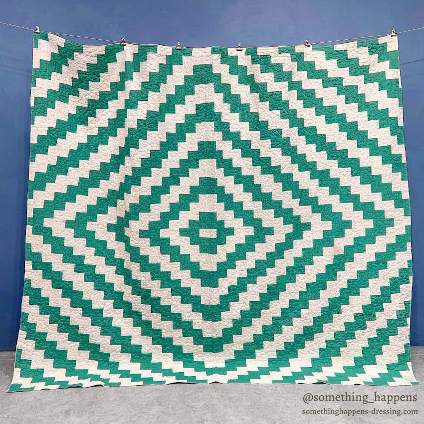 NATIVE PATTERN PATCHWORK QUILT TURQUOISE GREEN/WHITE ... 210cm/190cm