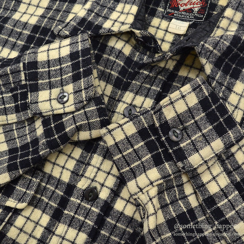 1940's WOOLRICH BLACK/WHITE PLAID WOOL SHIRT ... 16