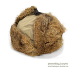 1980's LLBEAN NORTH KING NATURAL RABBIT FUR WITH COTTON CLOTH HAT... XL