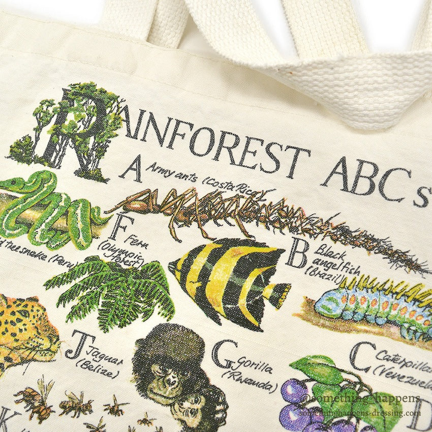1990's STUDIO Q RAINFOREST ABC's PRINT CANVAS TOTE BAG...