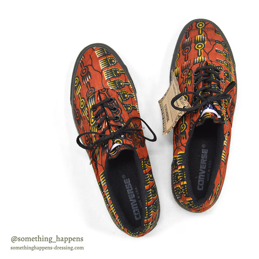 1990's DEADSTOCK CONVERSE AFRICAN PRINT BROWN SKIDGRIP LOW ... 7 1/2