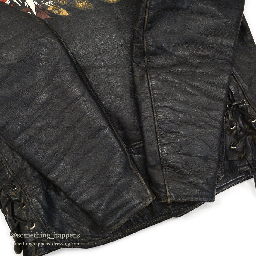 1950's INDIAN MOTOR CYCLE PAINTED DOUBLE RIDERS JACKET ... Fits like 38
