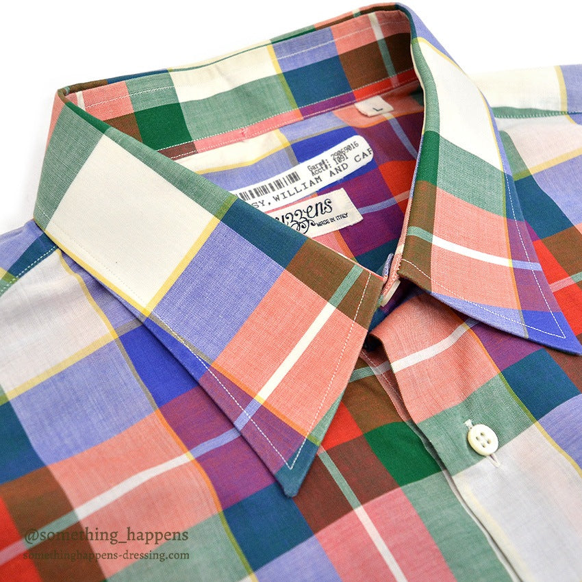 ~1980's CUZZENS PLAID COTTON DRESS SHIRT MADE IN IATLY 1 ... L
