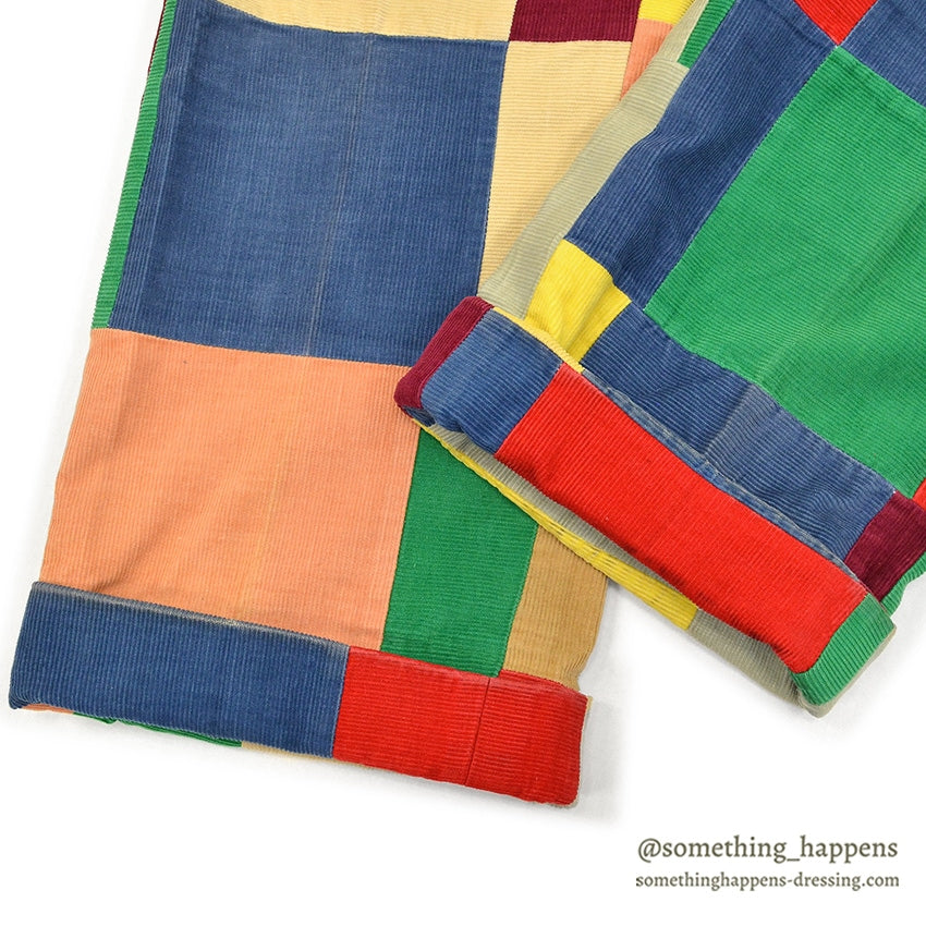 1970's CRAZY PATTERN PATCHWORK CORDUROY PANTS... W32/L28