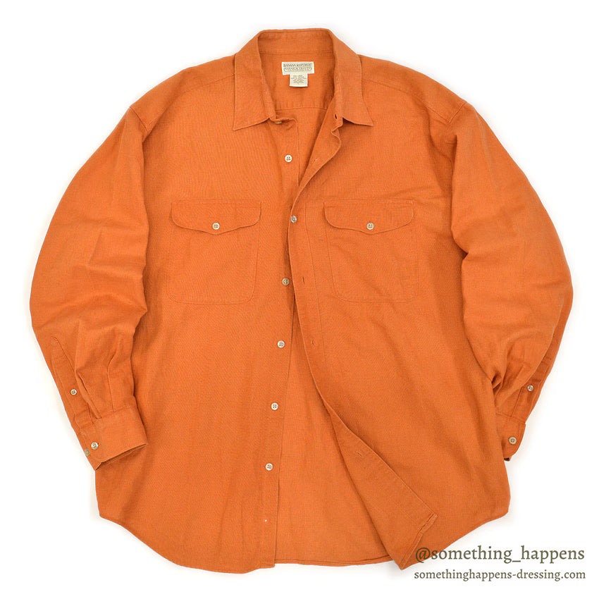 1980's BANANA REPUBLIC SAFARI & TRAVEL ORANGE LINEN SHIRT ... L