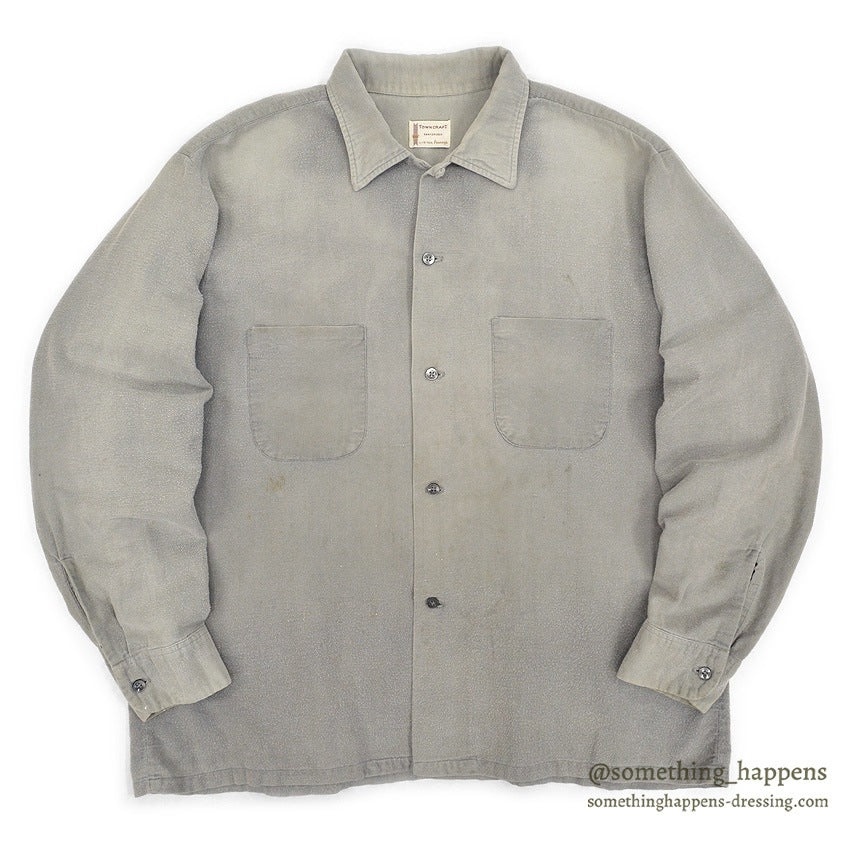 1960's TOWNCRAFT PENNEYS PLAIN LIGHT GRAY FLANNEL SHIRT ... L