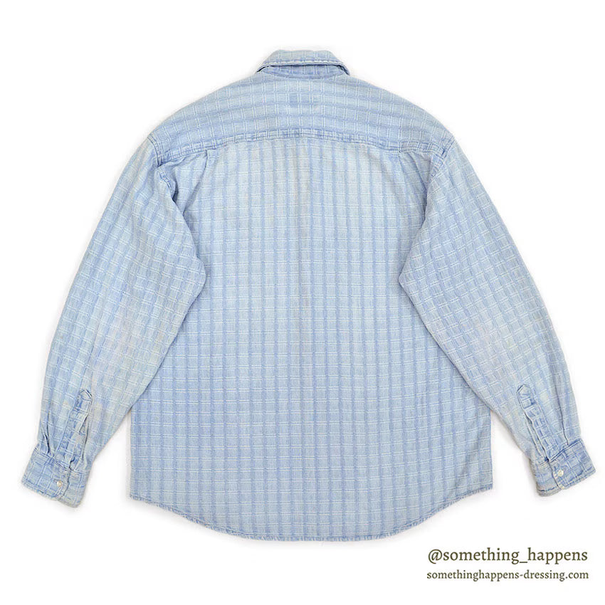 1990's JOHNNY COTTON DOBBY CLOTH L/S SHIRT ... S