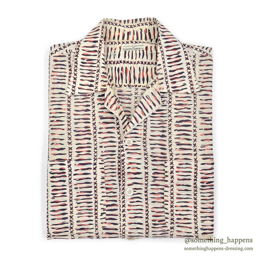 1950's GEOMETRIC PATTERN RAYON SHIRT...