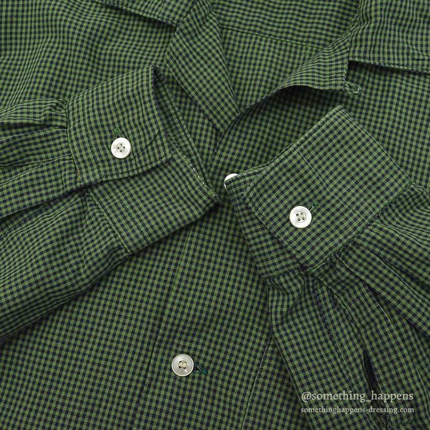 1960's ARROW GREEN/BLACK CHECKERED SHIRT...M