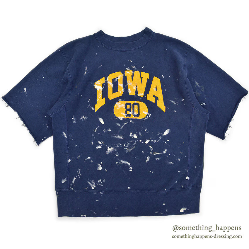 1980's CHAMPION IOWA REVERSE WEAVE SWEAT SHIRT NAVY CHOPPED...