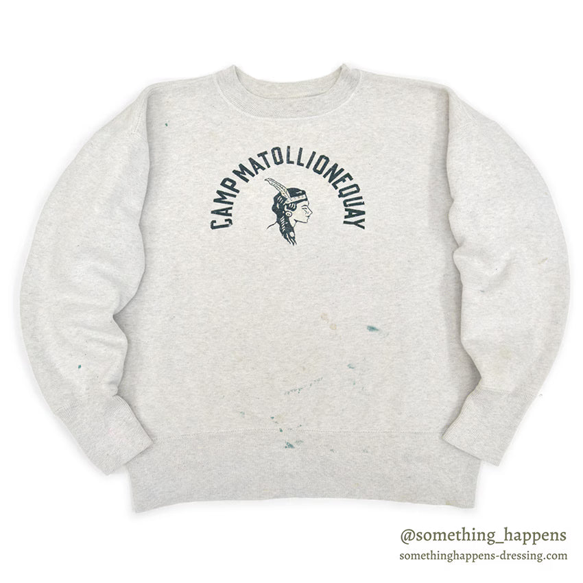 1950's CHAMPION RUNNER TAG INDIAN HEAD FLOCK PRINT SWEAT SHIRT ... L