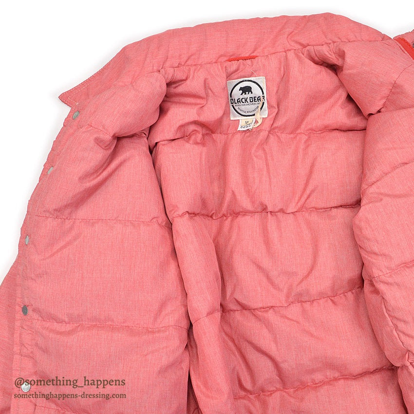 1970's~ BLACK BEAR PRIME GOOSE DOWN NYLON PUFFER JACKET / PINK ... M