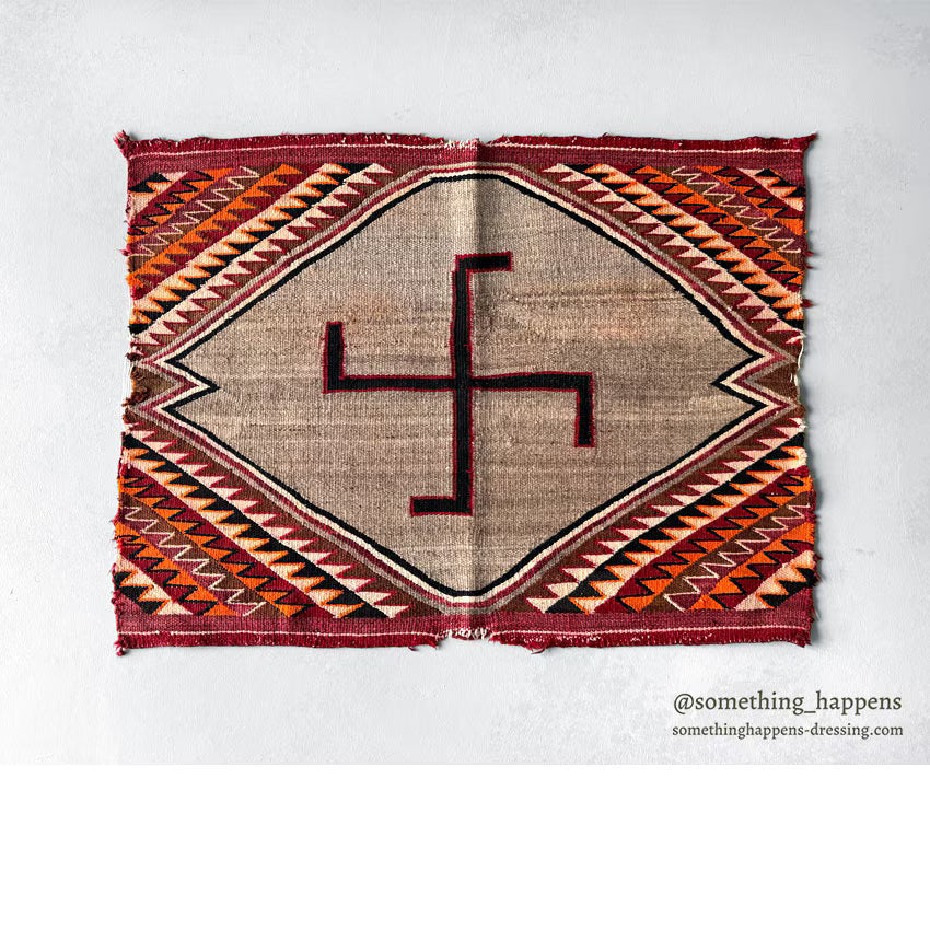 c.1900's NAVAJO RUG WHIRLING LOG SADDLE BLANKET ... 91cm/69cm