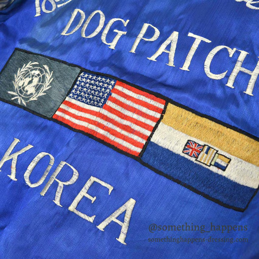 1950's JAPAN SOUVENIR JACKET 18TH FIGHTER BOMBER WING DOG PATCH...