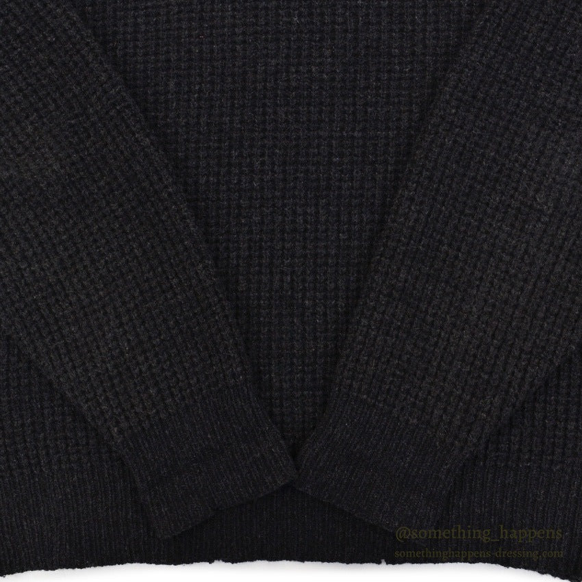 1960's TOWNCRAFT PENNEY'S WAFFLE WEAVE SWEATER BLACK ... L