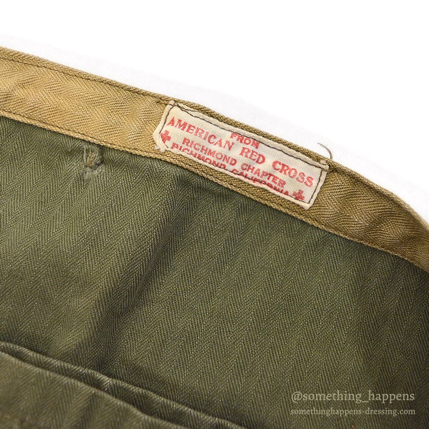 1940's AMERICAN RED CROSS WW2 HBT APRON DITTY BAG / TWO TONE...