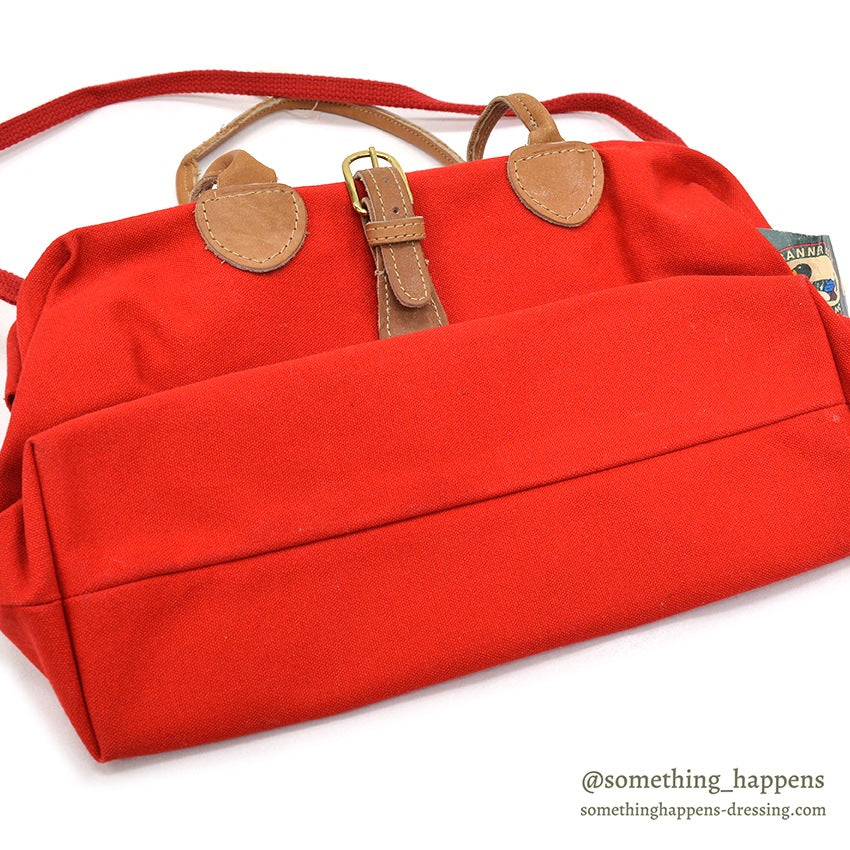 1980's~ DEADSTOCK BANNER HOUSE CANVAS BAG / LEATHER HANDLE...