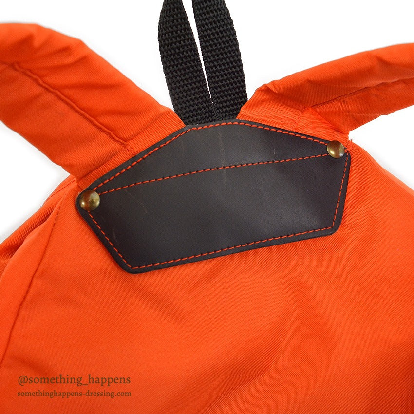 1970's EDDIE BAUER ORANGE NYLON/LEATHER RUCK SACK...