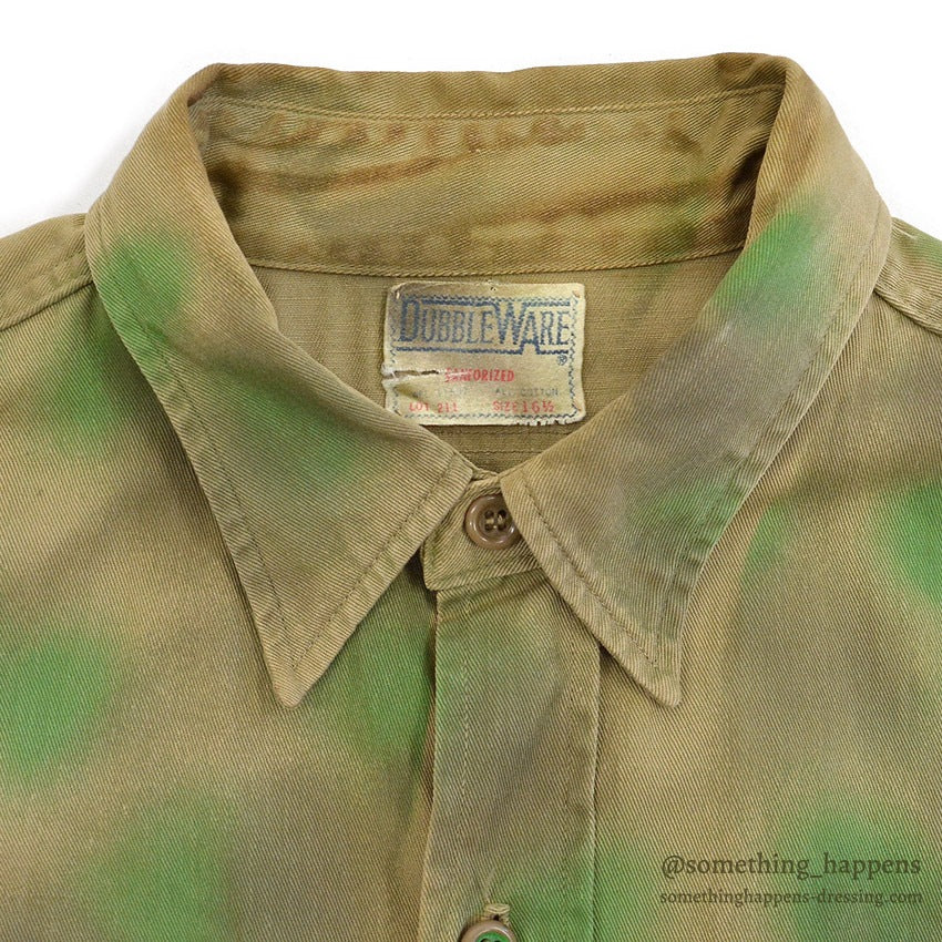 1960's DUBBLE WARE HAND PAINT CAMO SHIRT ... 16 1/2