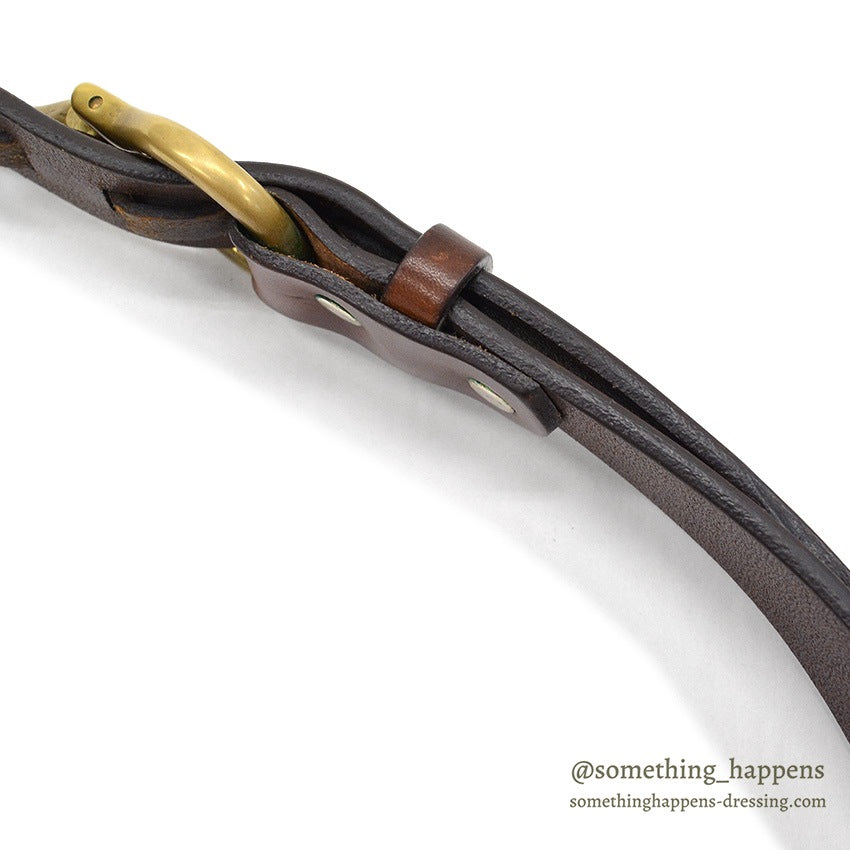1980's~ ORVIS BRASS HOOK LEATHER BELT / BROWN...