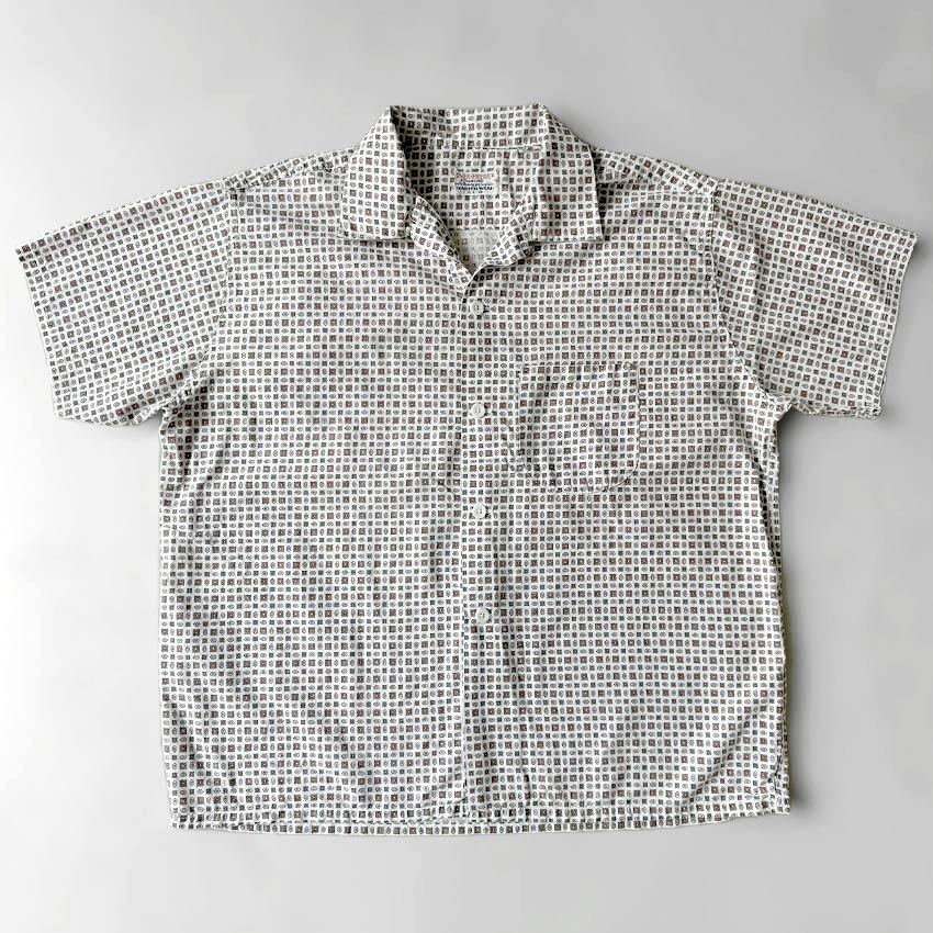 1950's EVER-FRESH GEOMETRIC PATTERN S/S SHIRT ... L