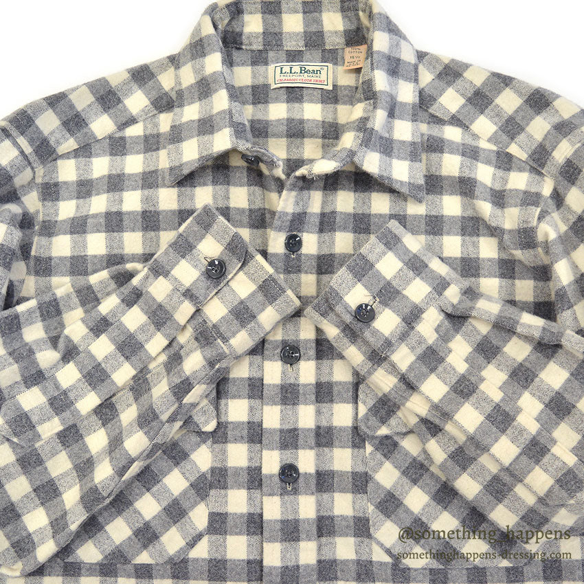1990's LLBEAN SMALL BLOCK PLAID CHAMOIS CLOTH SHIRT... 151/2