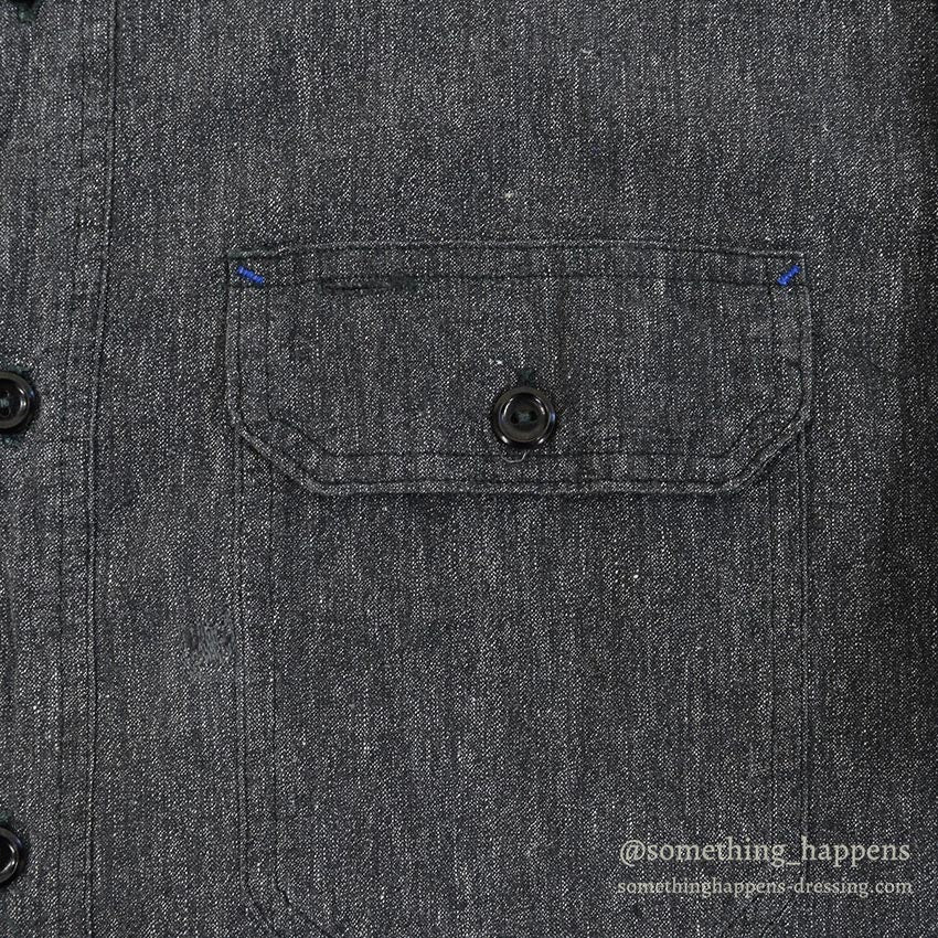 1950's HERCULES BLACK CHAMBRAY SHIRT / ELBOW PATCHES...